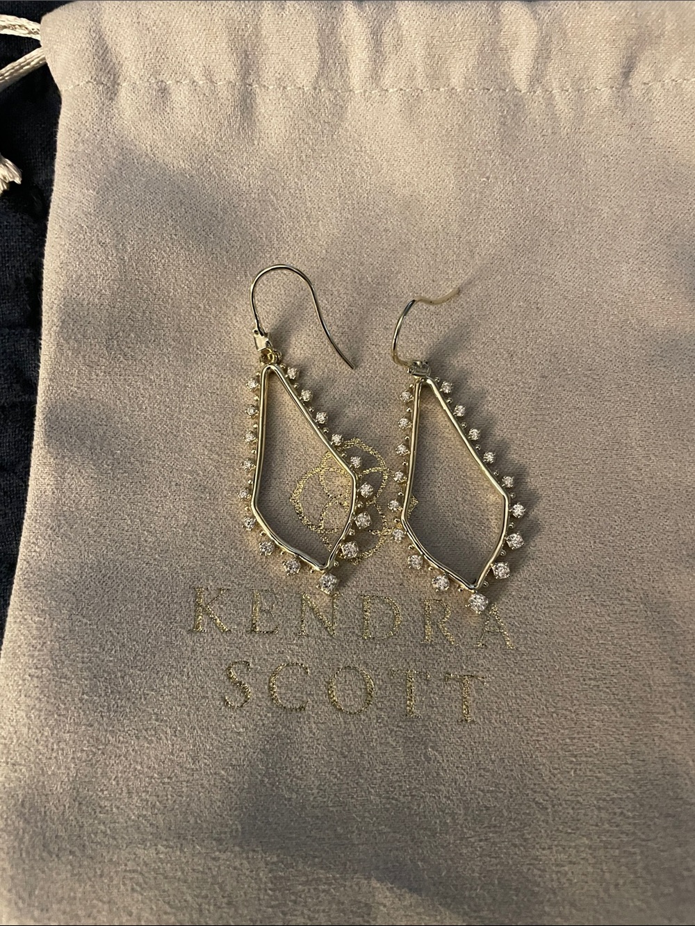 Kendra Scott Gold Teardrop Crystal Dangle Earrings